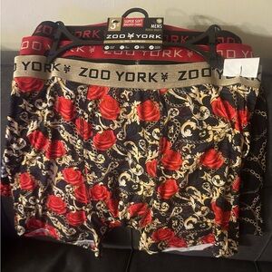 Zoo York Boxer Briefs with Red and Gold Rose Pattern